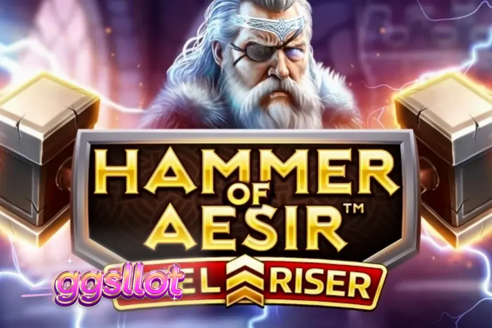 Tampilan antarmuka seluler slot Hammer of Aesir dengan latar belakang mitologi Nordik yang gelap dan ikon yang tajam.